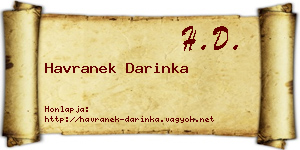 Havranek Darinka névjegykártya